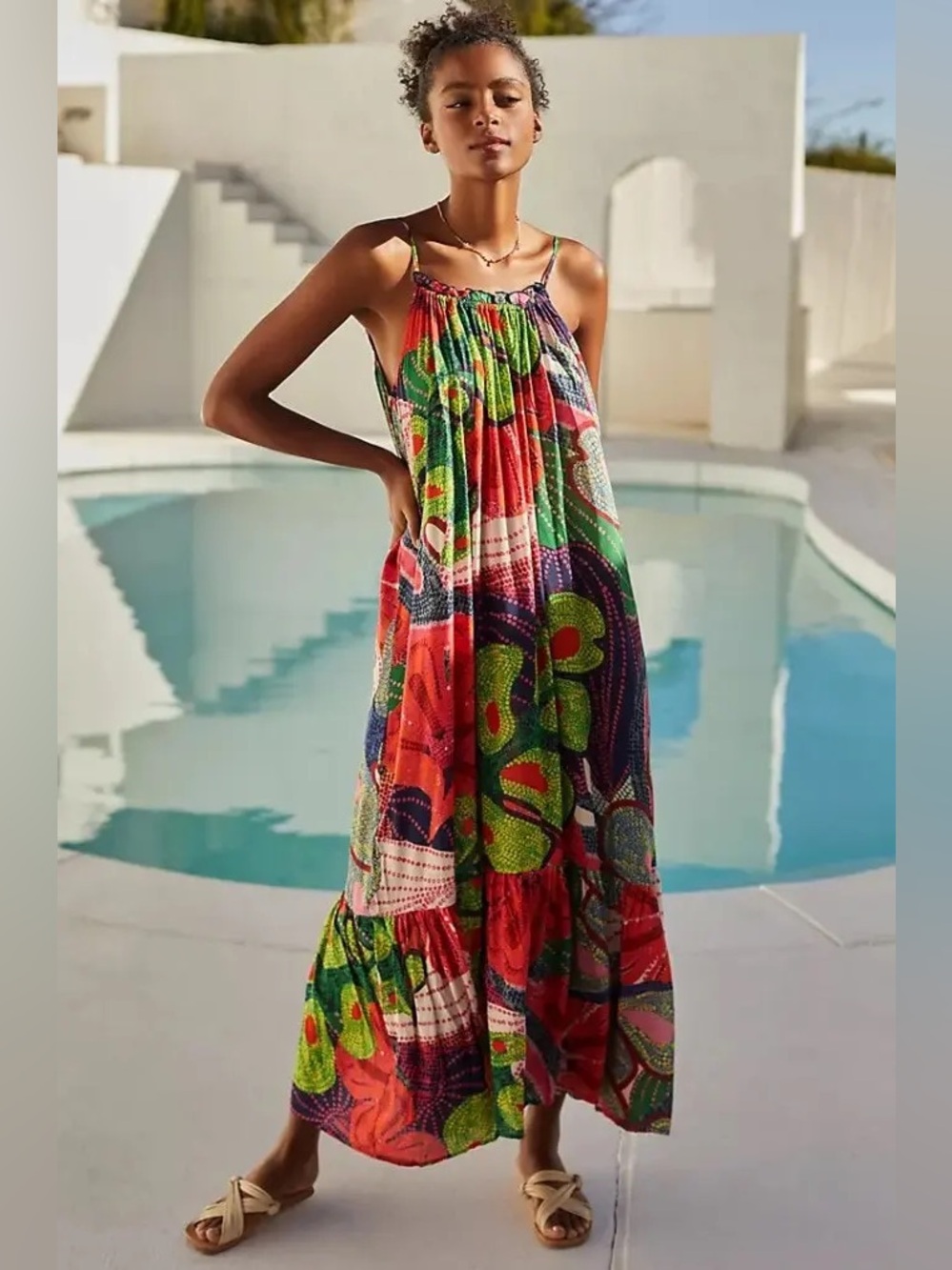 NWT Anthropologie Malika Tropical Print Maxi Dress M